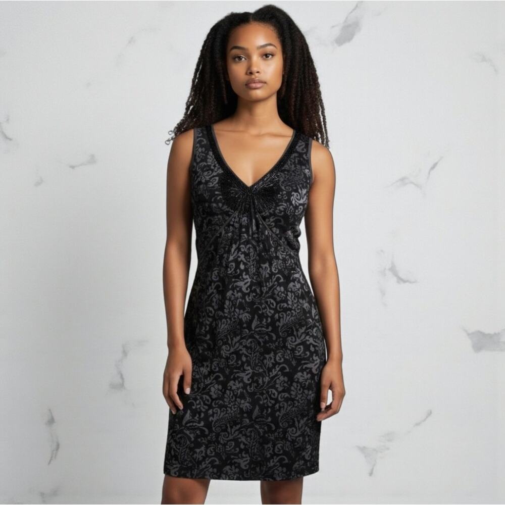 Free People Black Floral Velvet Midi Dress